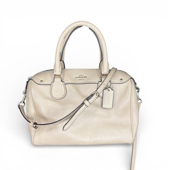 CoachMini Bennett Satchel Crossgrain Leather in Nude 2-Way Handbag w/ Strap